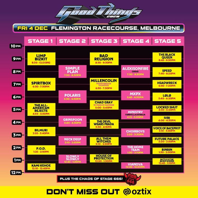 Good Things Festival 2026 Set Times